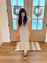 Load image into Gallery viewer, Cracked Pepper Striped T-Shirt Maxi Dress