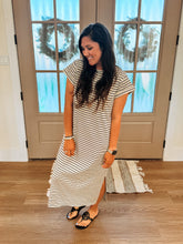 Load image into Gallery viewer, Cracked Pepper Striped T-Shirt Maxi Dress