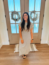 Load image into Gallery viewer, Cracked Pepper Striped T-Shirt Maxi Dress