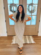 Load image into Gallery viewer, Cracked Pepper Striped T-Shirt Maxi Dress