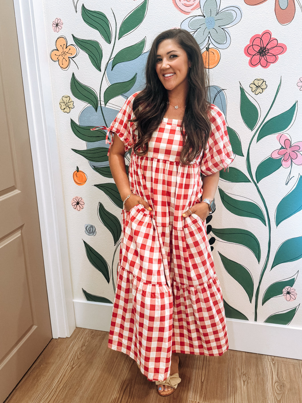 Strawberries and Cream Gingham Dress