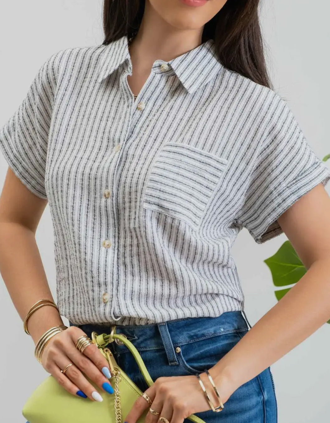 Subtle Striped Linen Top
