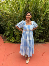 Load image into Gallery viewer, Blueberries N Cream Gingham Dress
