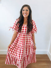 Load image into Gallery viewer, Strawberries and Cream Gingham Dress

