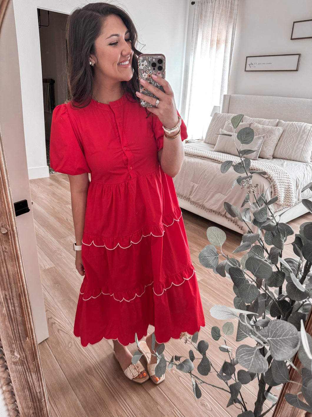 Fiery Red Scallop Dress