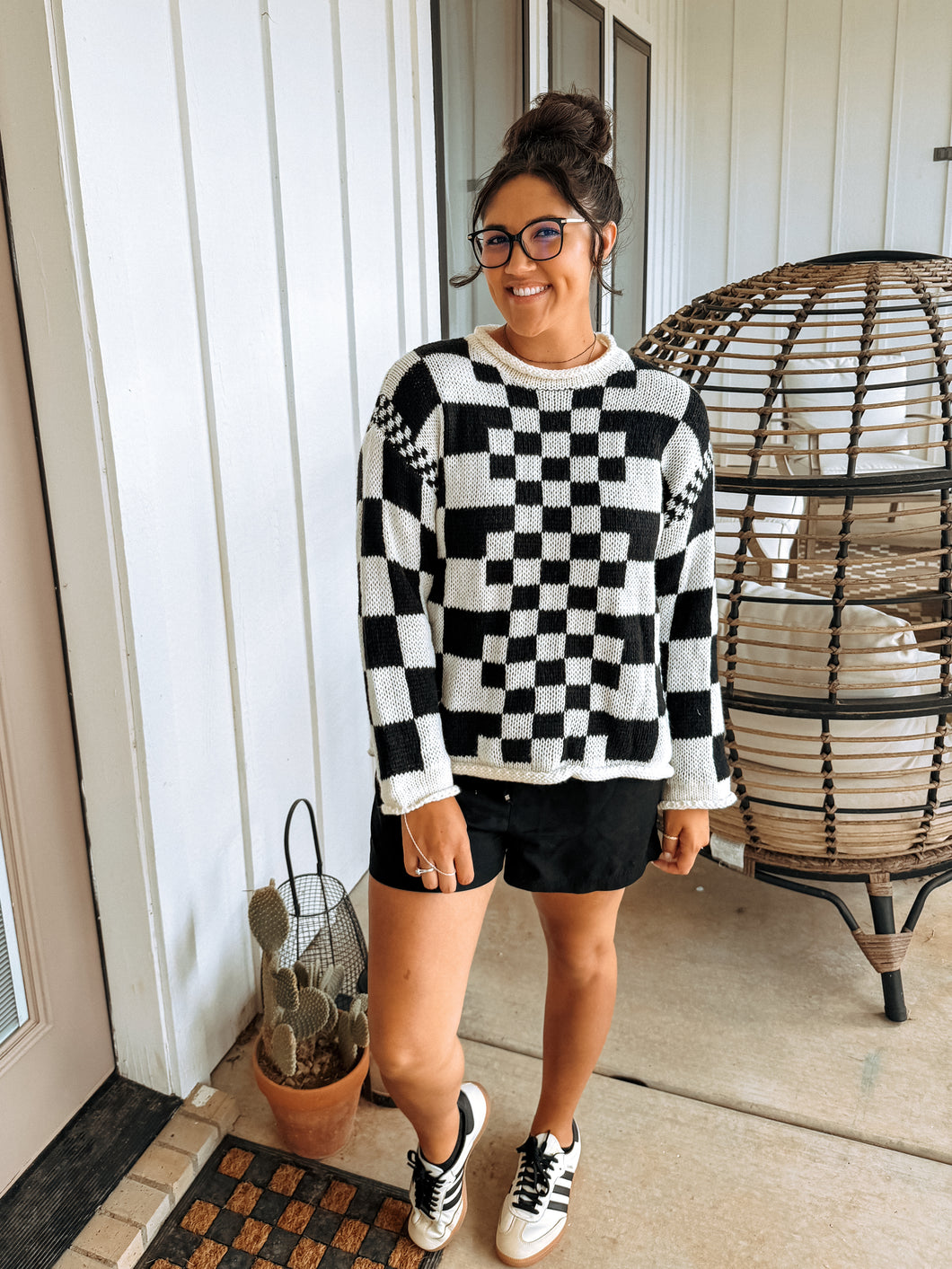 Vintage Checkered Chunky Sweater