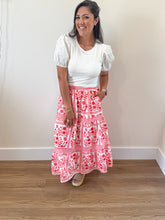 Load image into Gallery viewer, Barcelona Red Floral Skirt
