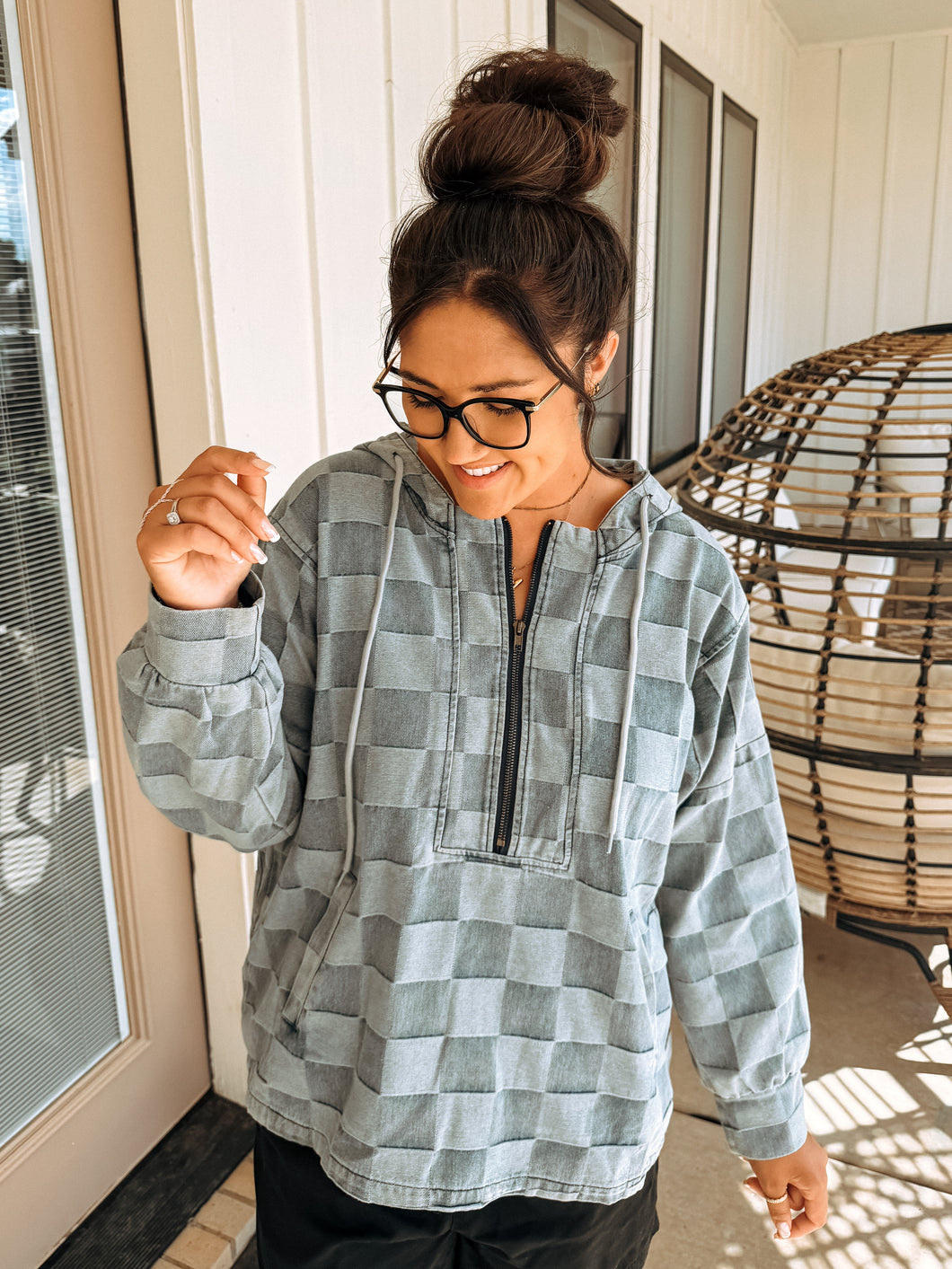 Demi Denim Checkered Hoodie