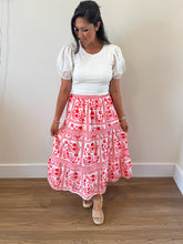 Load image into Gallery viewer, Barcelona Red Floral Skirt
