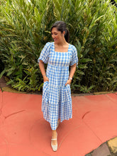 Load image into Gallery viewer, Blueberries N Cream Gingham Dress
