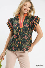 Load image into Gallery viewer, Midnight Garden Flutter Sleeves Front Blouse
