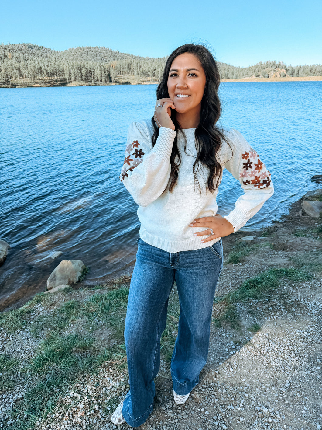 Fall Flowers Embroidered Sweater