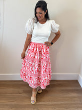 Load image into Gallery viewer, Barcelona Red Floral Skirt
