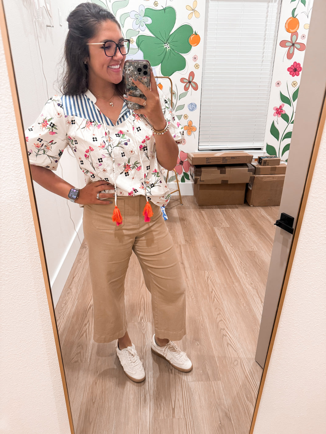 Embroidered Striped Garden Blouse