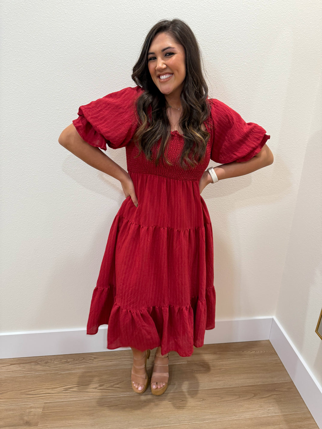 Whitney Wine Midi Dress