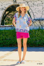 Load image into Gallery viewer, Blue Boho Floral Tassel Blouse
