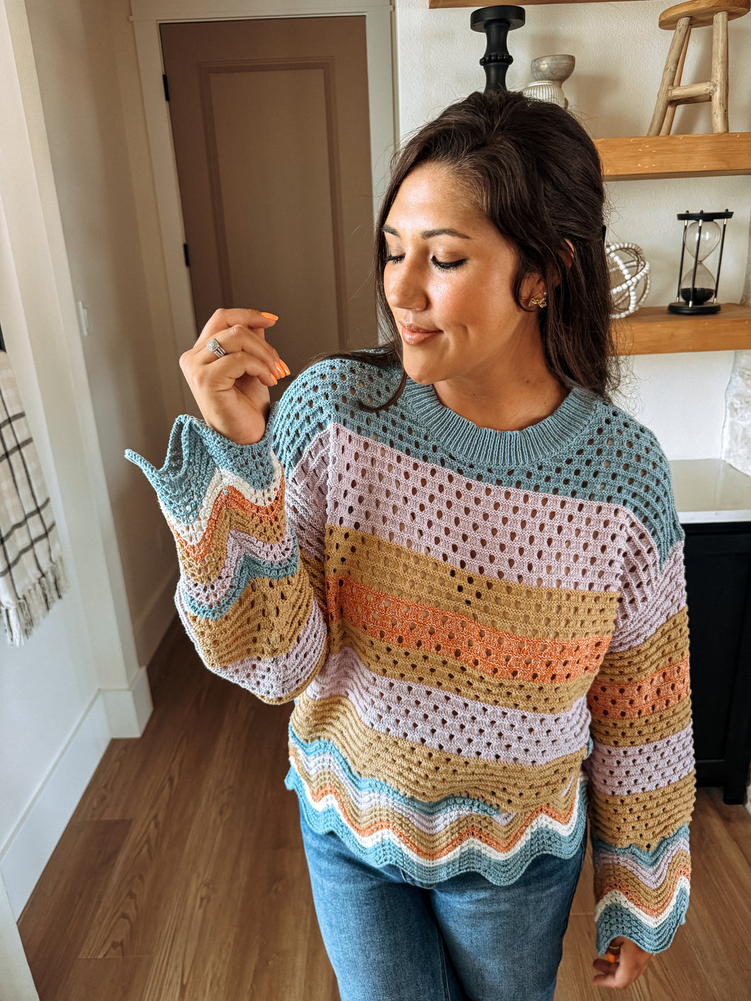 Retro Wavy Pastel Sweater