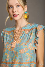 Load image into Gallery viewer, Boho Floral Blue Blouse
