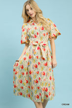 Load image into Gallery viewer, Watercolor Wildflower Midi Dress
