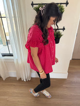 Load image into Gallery viewer, Watermelon Pink Gingham Top
