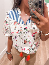 Load image into Gallery viewer, Embroidered Striped Garden Blouse
