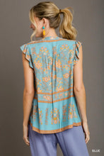 Load image into Gallery viewer, Boho Floral Blue Blouse
