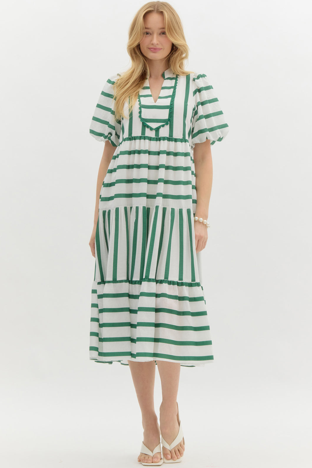 Geometric Green Midi Dress