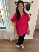 Load image into Gallery viewer, Watermelon Pink Gingham Top
