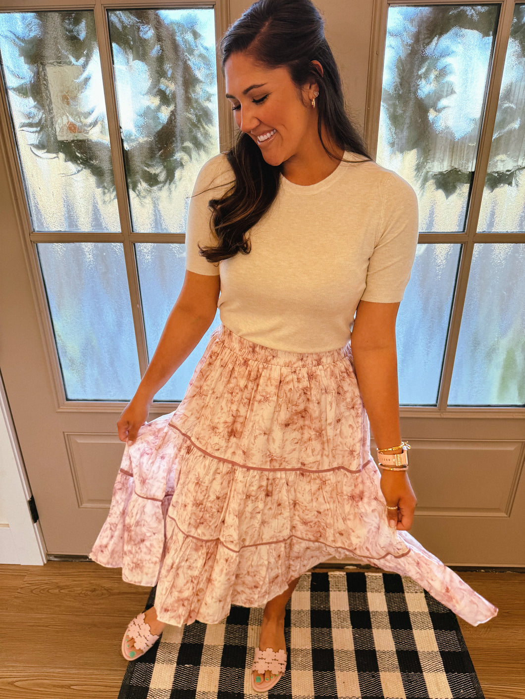 Vintage Floral Midi Skirt