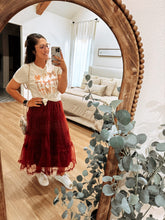 Load image into Gallery viewer, Burgundy Tulle Midi Skirt
