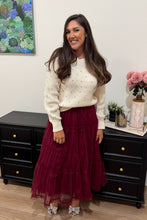 Load image into Gallery viewer, Burgundy Tulle Midi Skirt
