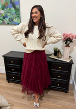 Load image into Gallery viewer, Burgundy Tulle Midi Skirt
