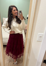 Load image into Gallery viewer, Burgundy Tulle Midi Skirt
