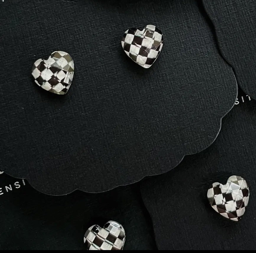 Checkered Heart Earrings